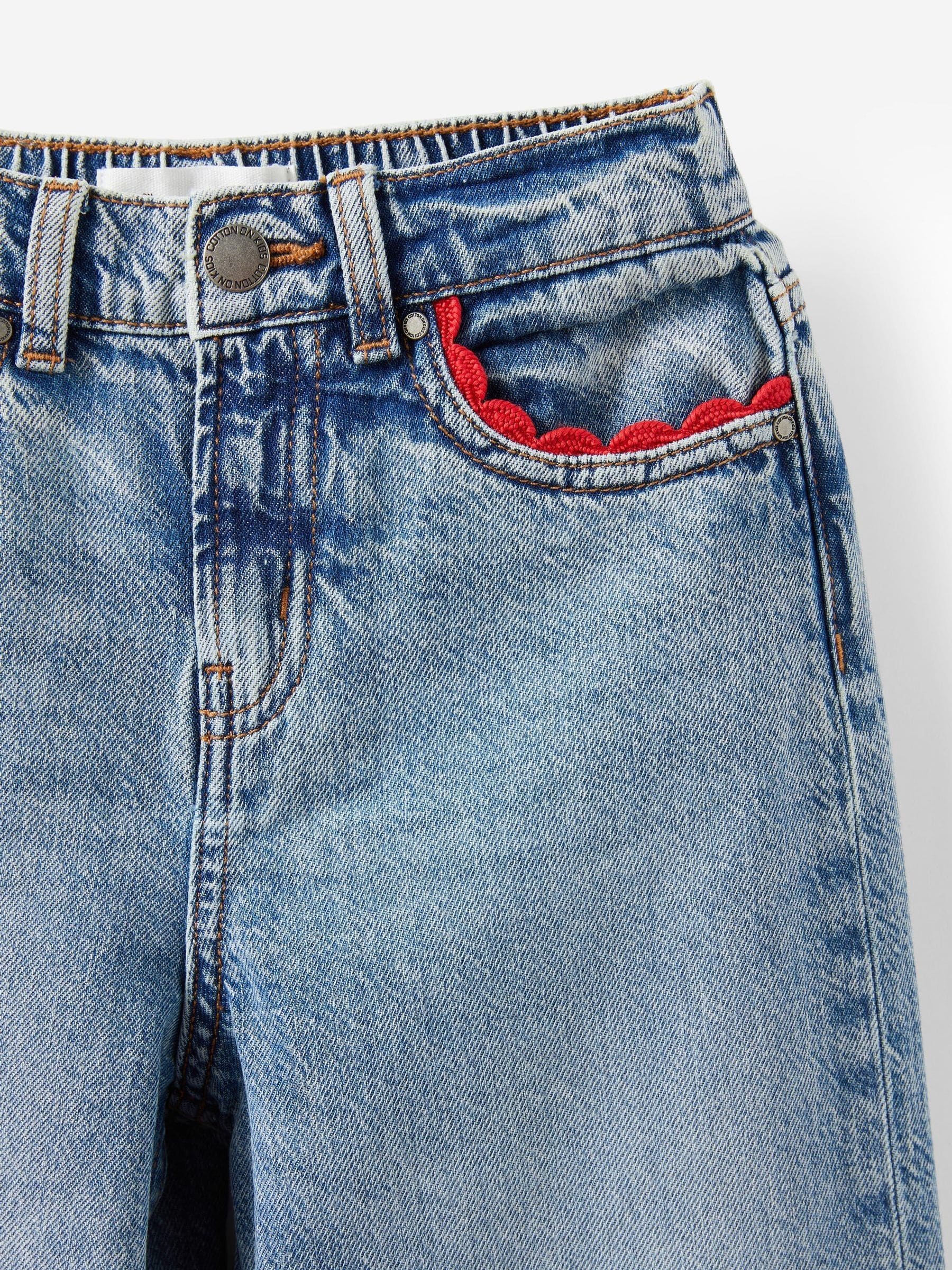 Blauw - Cotton On Embellished Super Wide Denim Jeans