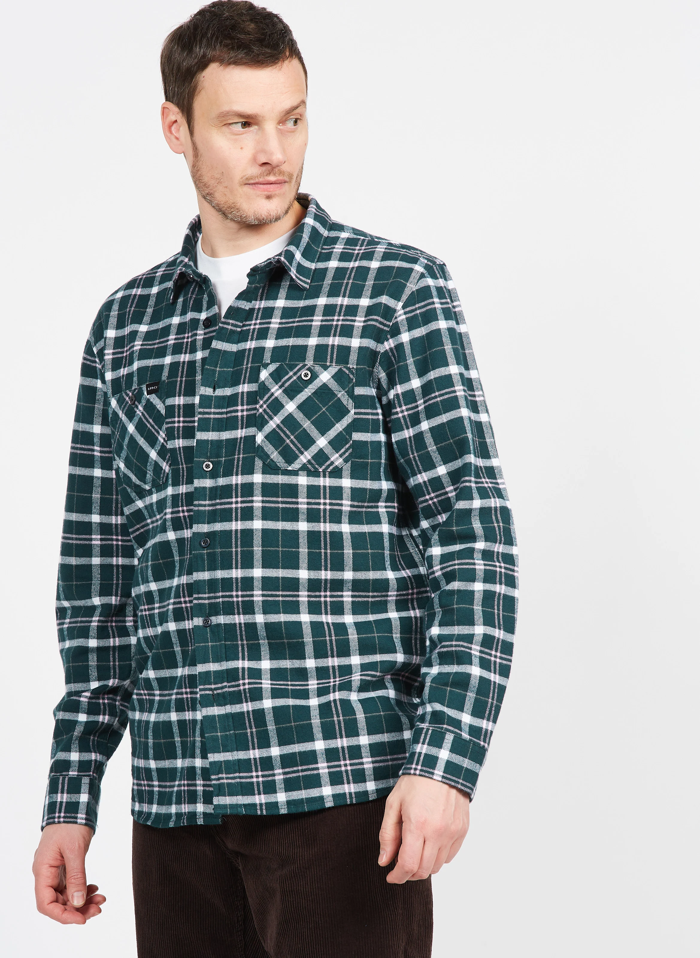 Chemise col classique regular-fit à carreaux en coton | Vert