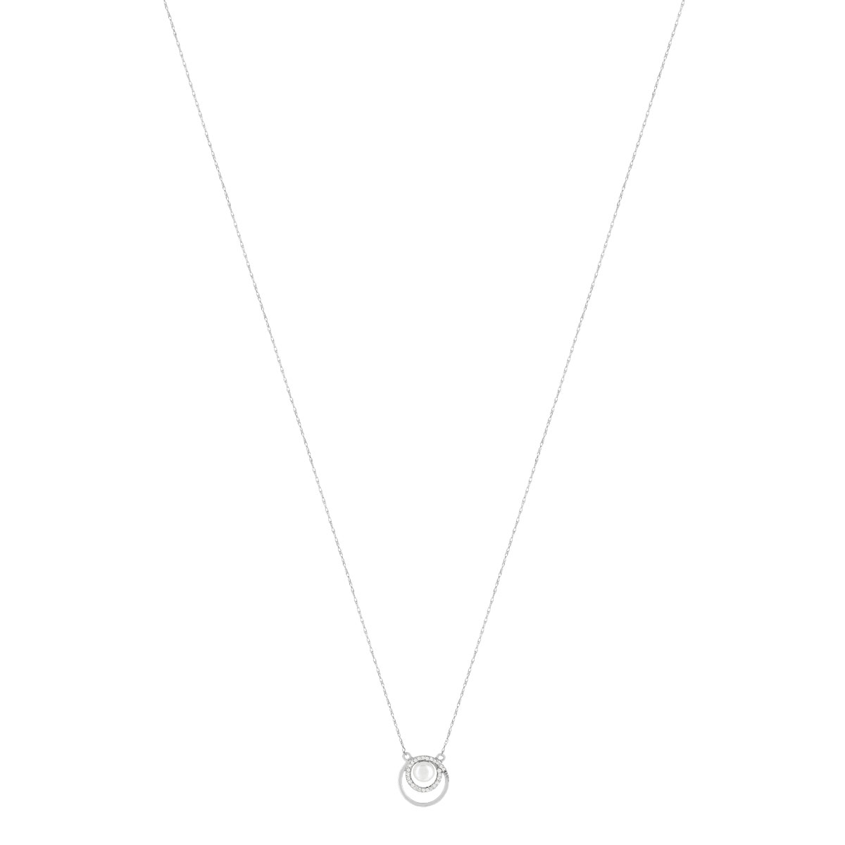 Collier or banc 375, perle de culture de Chine, diamants. Longueur 45 cm.