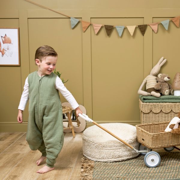 Meyco Baby Uni baby winter slaapoverall jumper - pre-washed hydrofiel - olive green - 104cm
