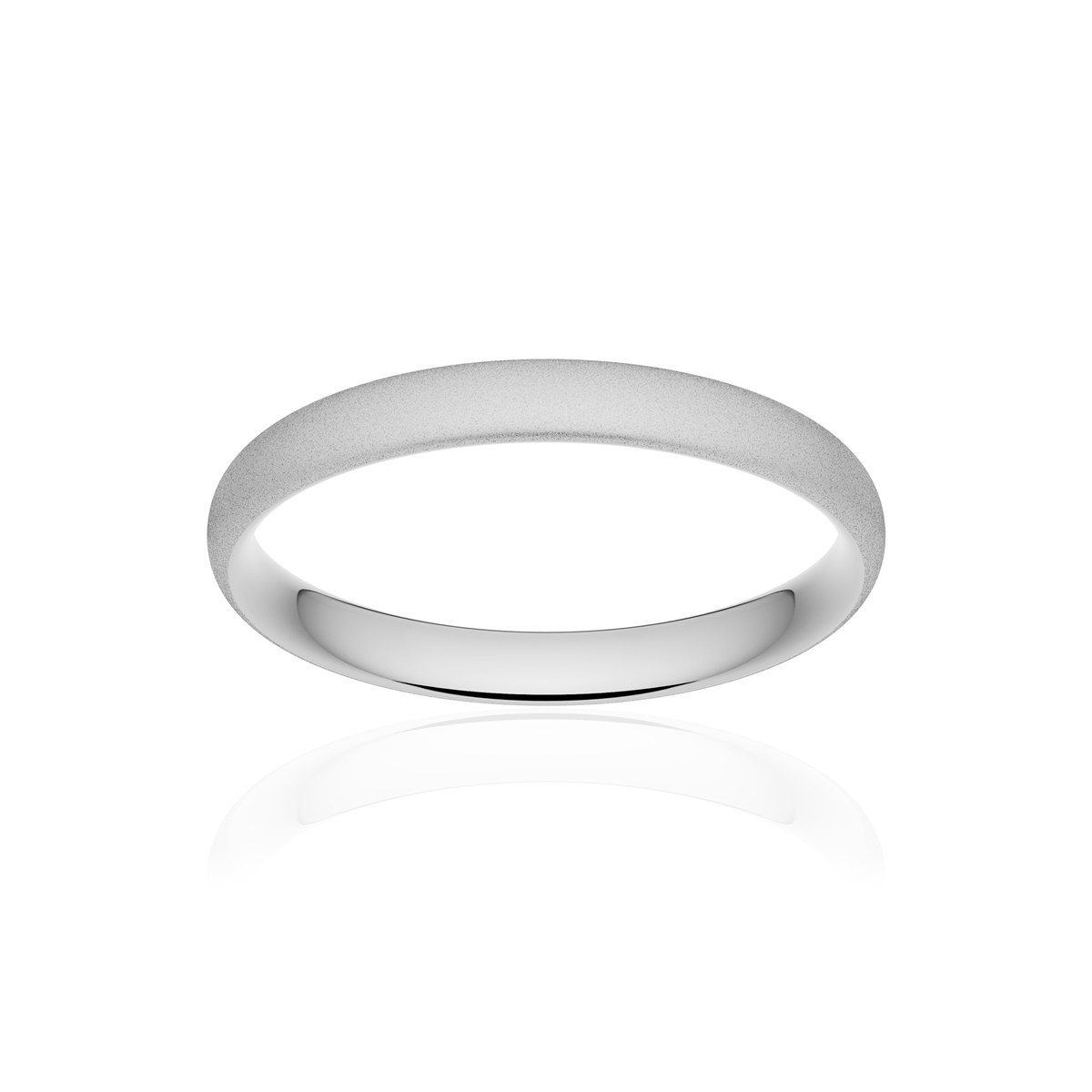 Alliance platine 950 sablé demi-jonc confort 3 mm