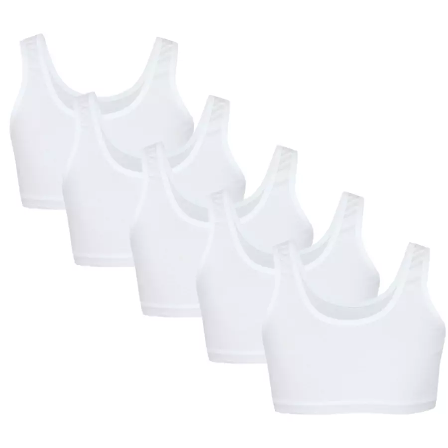 TupTam Mädchen Bustier mit breiten Trägern 5er Pack weiß