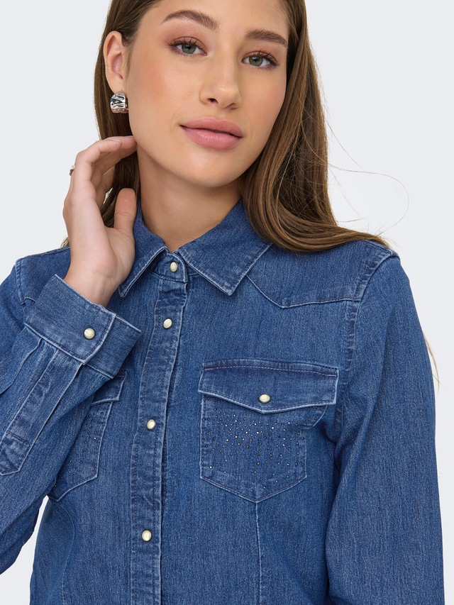 ONLY Jeansbluse »ONLSASIA L/S RHINESTONE DNM SHIRT AKM«