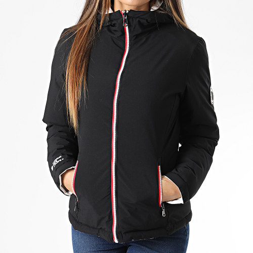 Doudoune Capuche Réversible Femme Québec Blanc Noir