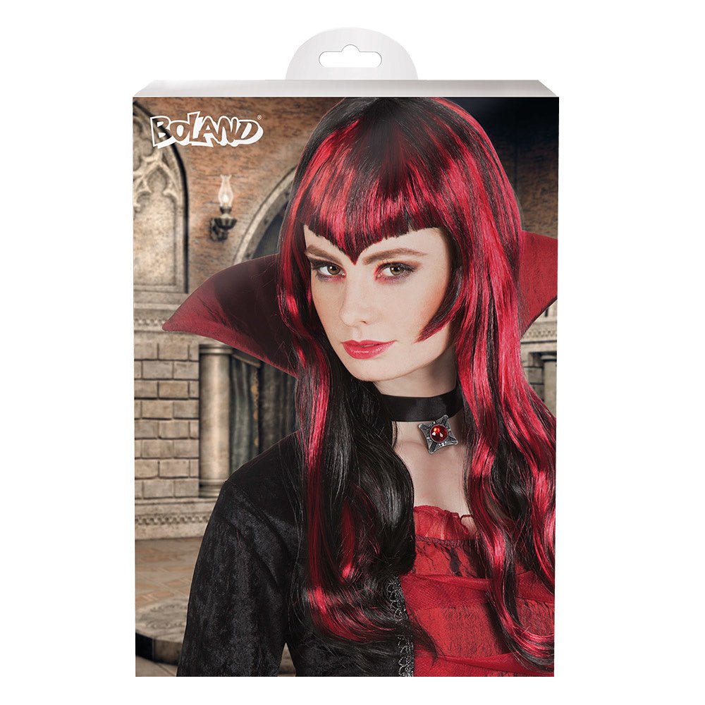 Halloween Pruik Lang Haar Rood Zwart