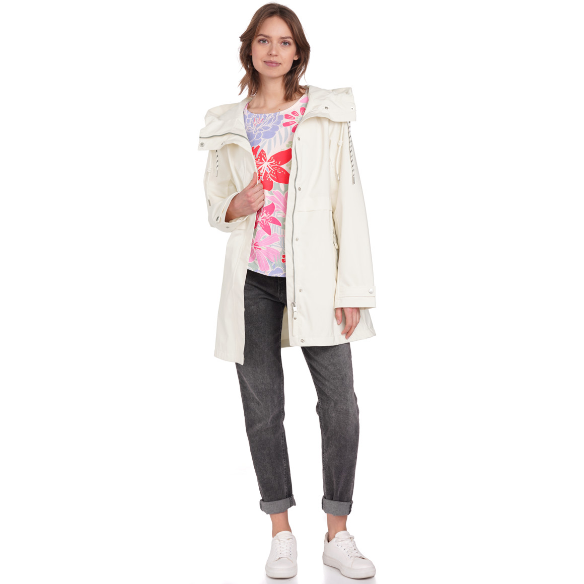 Gina Damen Jacke mit Kapuze ecru