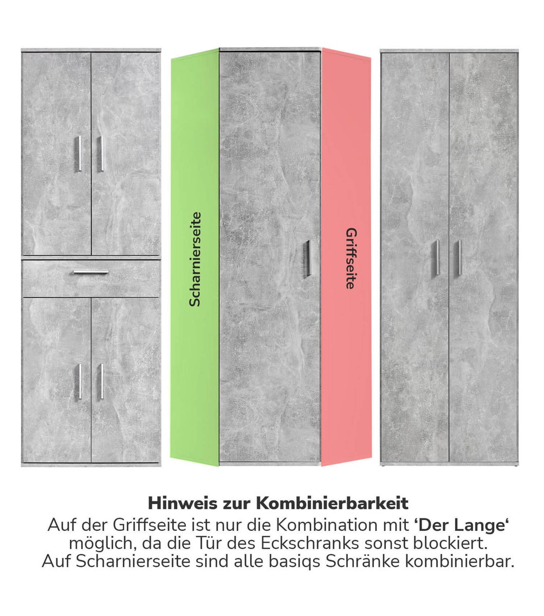 mokebo hoekkast in grijs 'The Long One', kast, opbergkast of multifunctionele kast