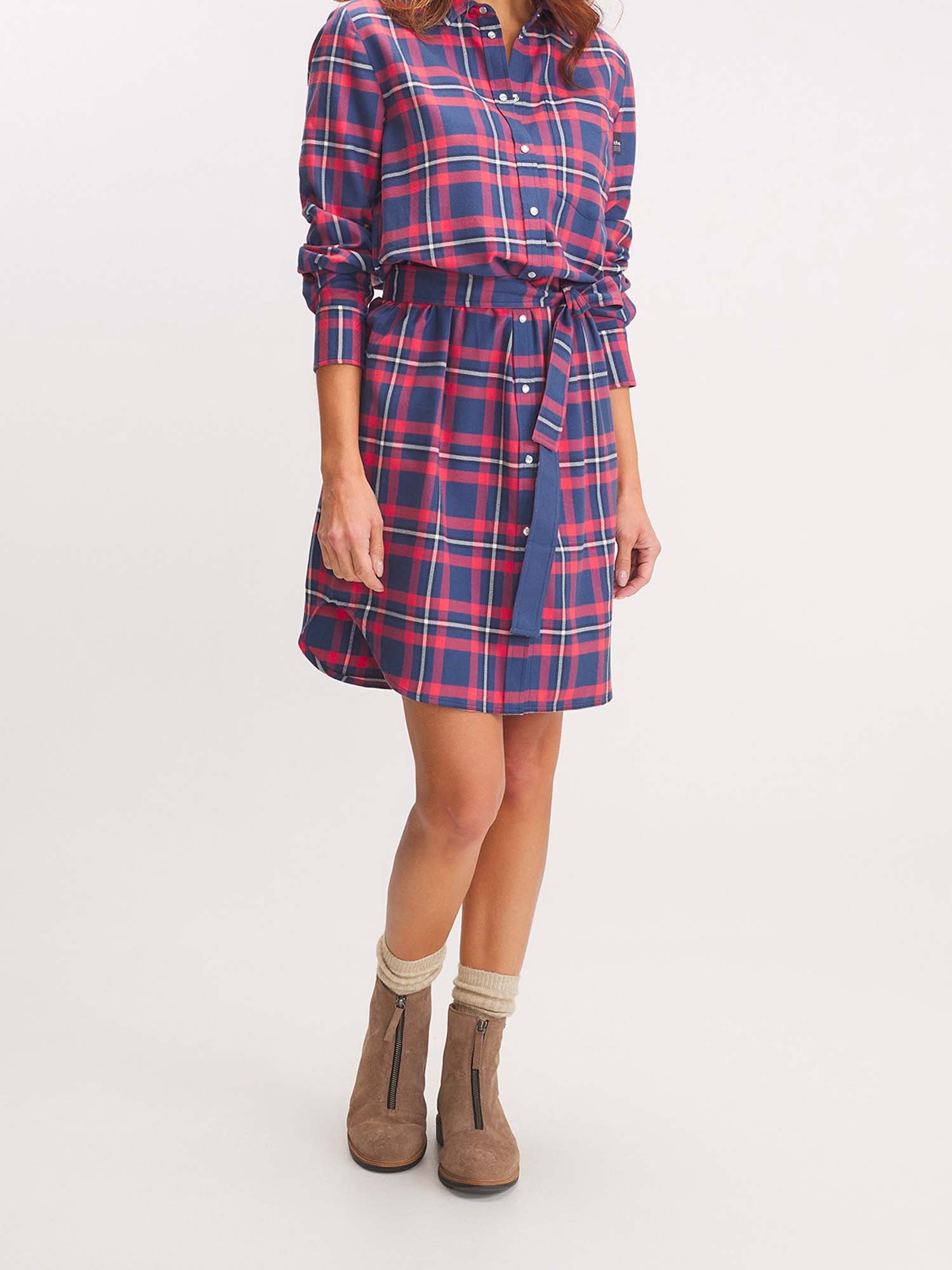 Robe Femme A Carreaux Rose et Marine