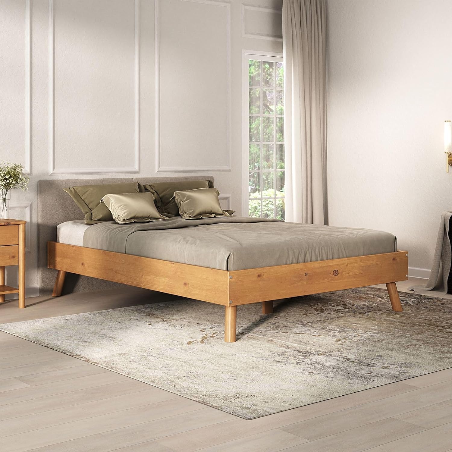 IDIMEX Futonbett Karri 140x200 aus Massivholz, Eiche Farben - Robustes Doppelbett mit konischen Beinen, Bett mit stabile Konstruktion - Mittelsteg mit Stützfüßen