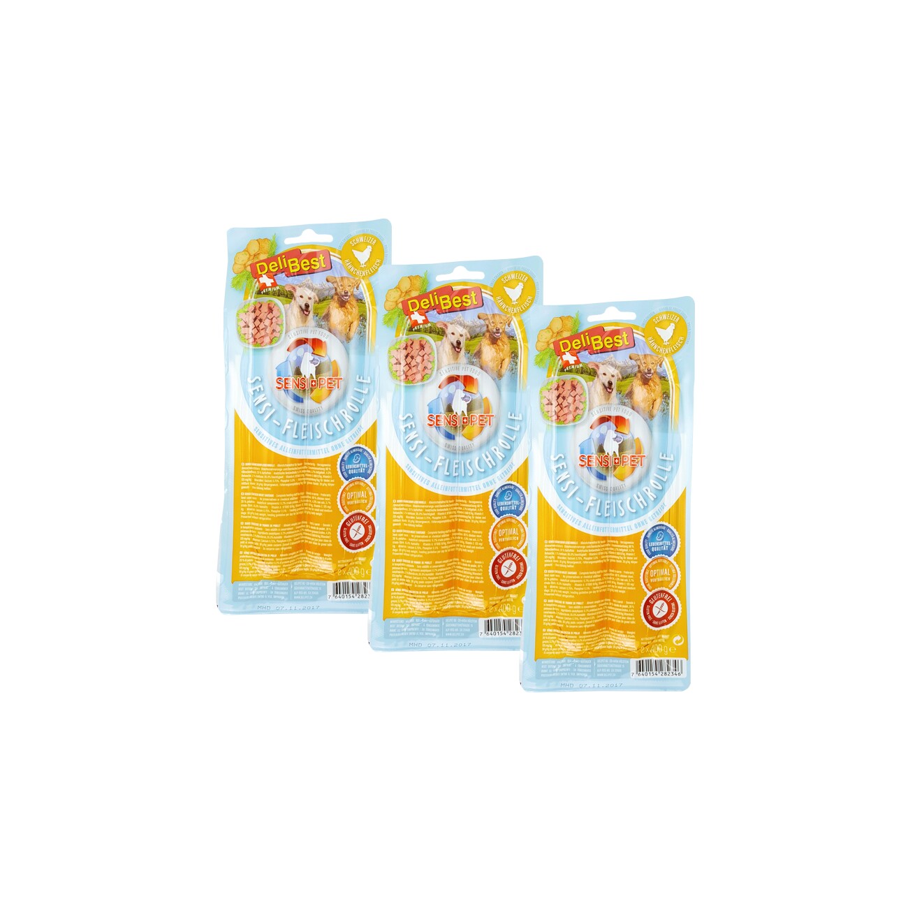 DeliBest SensiPet Fleischrolle 6x400g Hähnchen und Kartoffeln