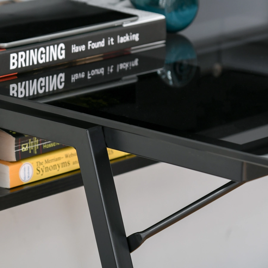 HOMCOM Schreibtisch Minimalistisches Design,  leicht zu pflegen und zu reinigen Schwarz, Grau