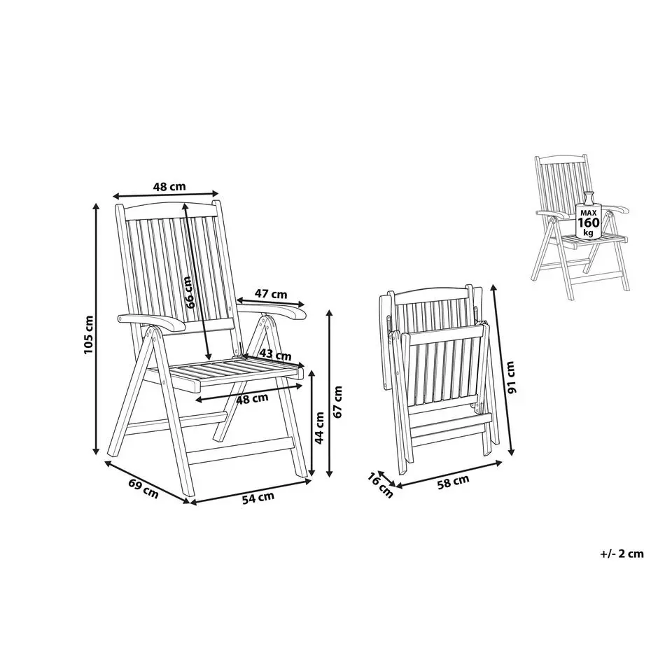 AMANTEA - Tuinstoel - Donkere houtkleur - Acaciahout