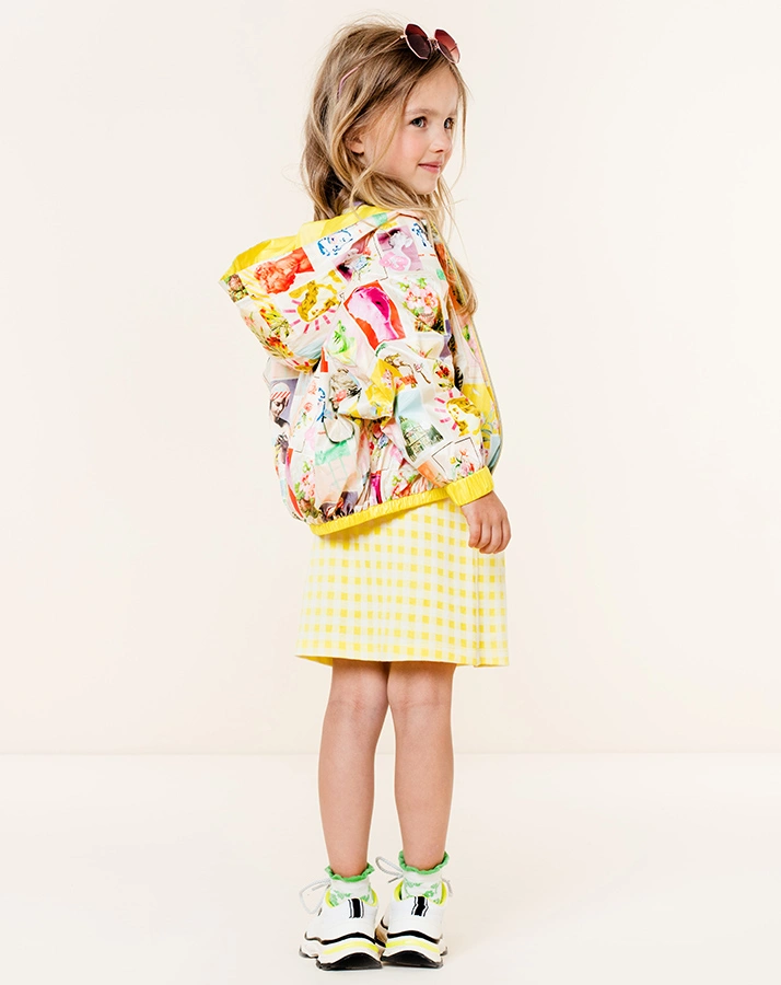 Jersey-Kurzarmkleid TEGEL kariert in gelb