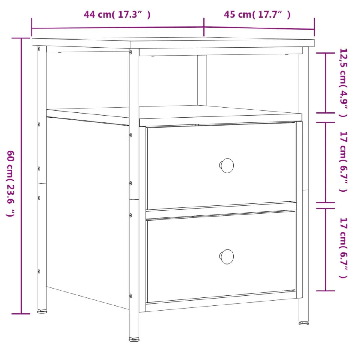 vidaXL Tables de Chevet - Sonoma Gris