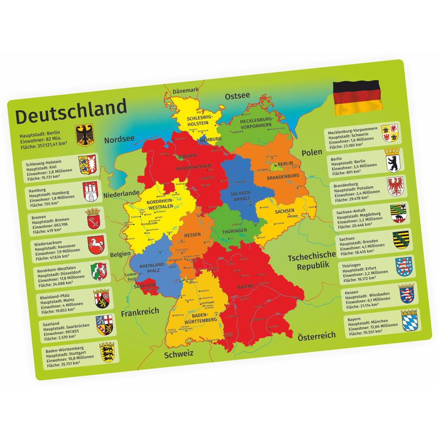 Nikima Poster Kinder Lernposter Deutschland -  in 3 Größen bunt