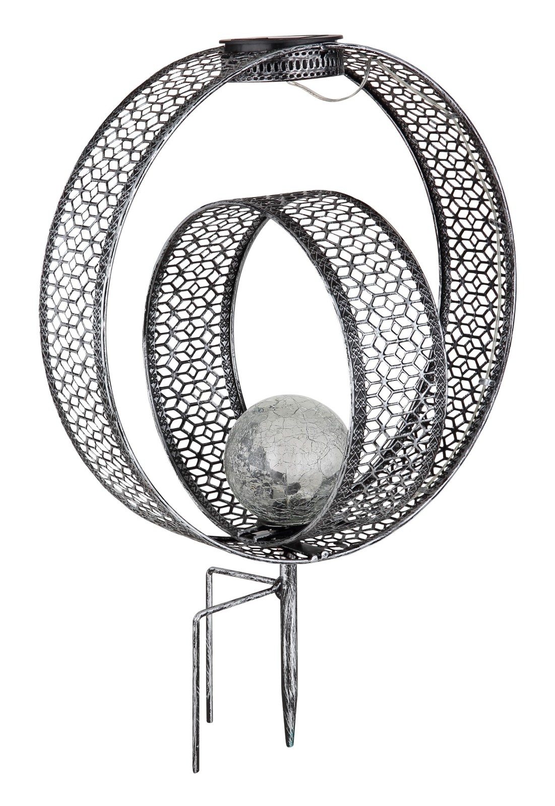 LED-Solarleuchte - silber-grau antik - 42 cm hoch