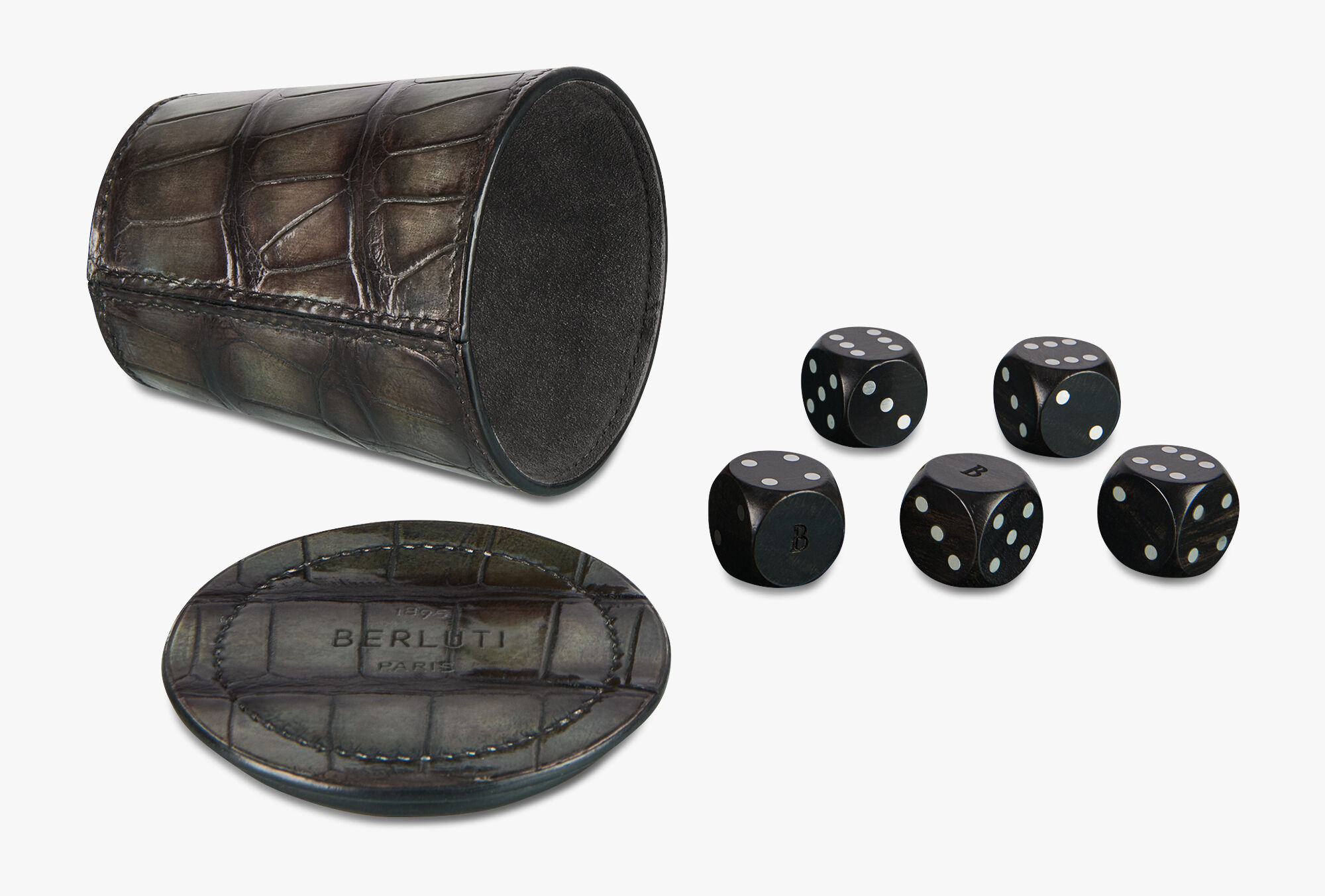 Jeu De Des En Cuir D'Alligator