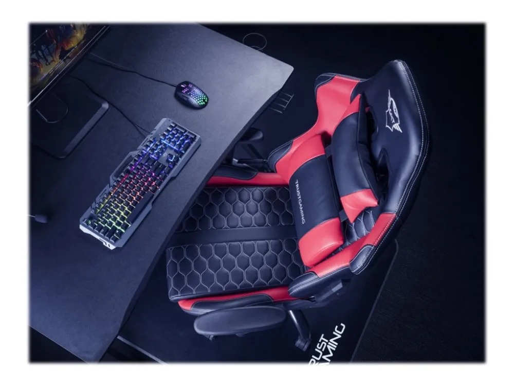 Trust Gaming GXT 708R Resto - Spillestol - ergonomisk - armstøtter - vippe - drejeled - metalramme, polyuretan-læder, elastisk stof - rød