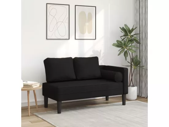 Prolenta Premium - Chaise longue avec coussins noir tissu