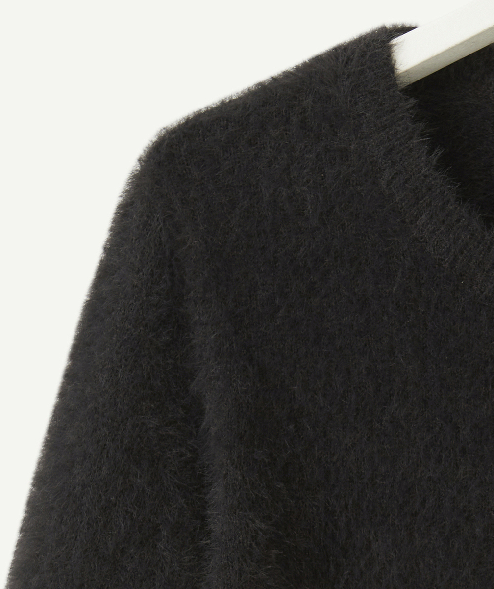 gilet manches longues fille noir en matière douce
