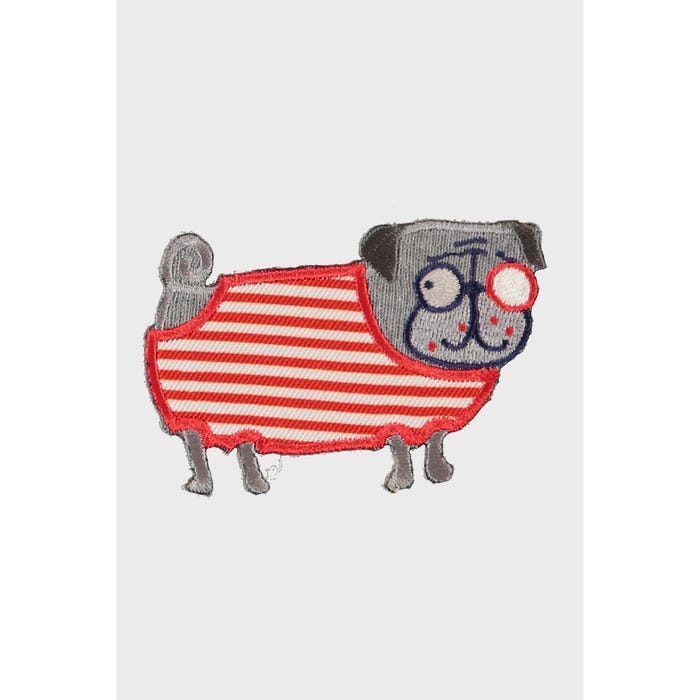 Atelier Veritas-Patch met hond met streepjes 5x8cm