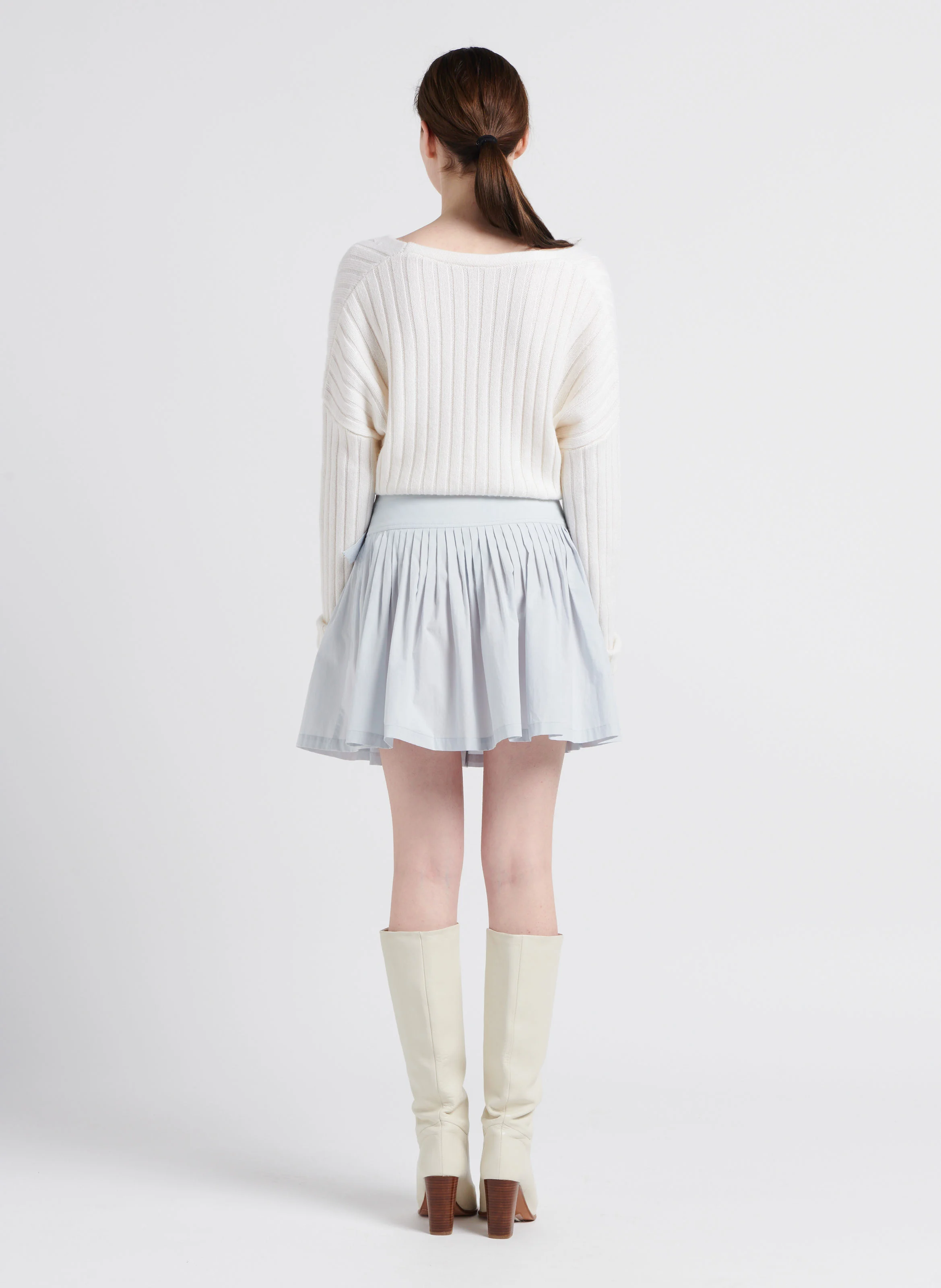 KAMPI - Pull court décolleté dos en laine mélangée | Beige