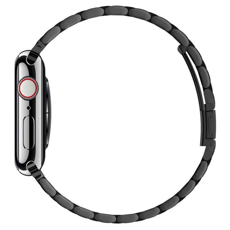 Modern Fit Apple Watch (49/46/45/44/42 mm) Edelstahl Gliederarmband mit Butterfly-Verschluss (062MP25403) - Schwarz