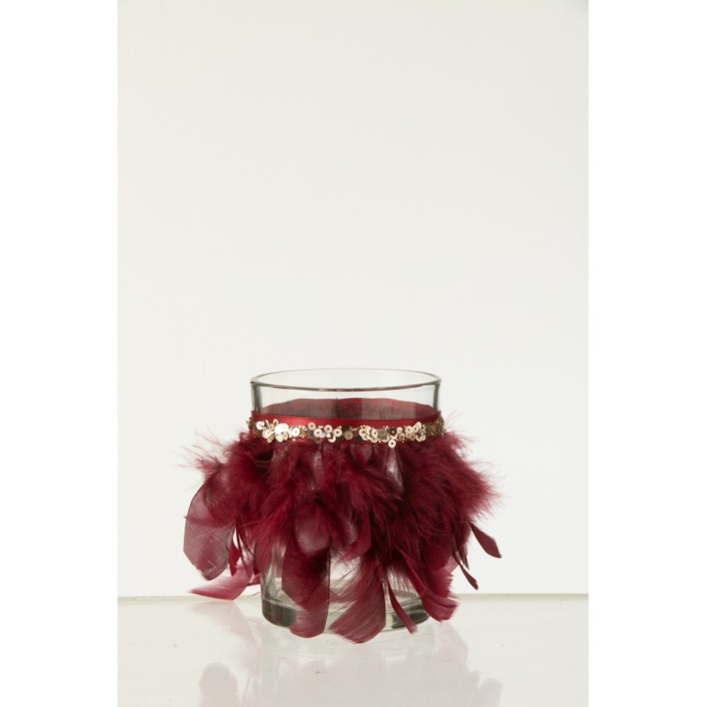 Photophore en verre bordeaux 10.5x10.5x12.5 cm