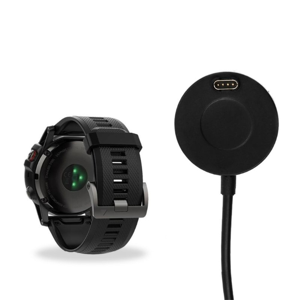 (1m) Garmin Forerunner USB A Ladekabel Ladegerät Runde Clip Dockingstation - Schwarz