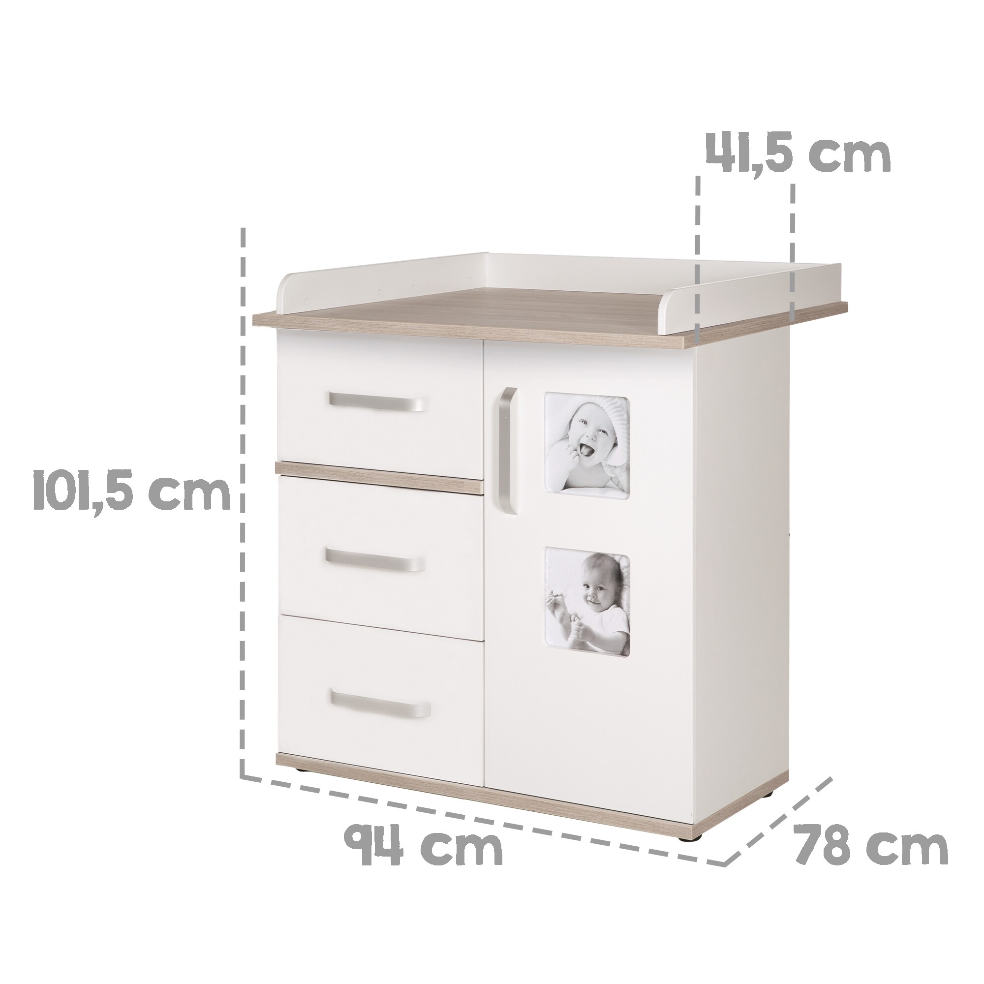 roba Kinderzimmerset 'Moritz', 3-teilig, mit Kinderbett ca. 70 x 140 cm, Wickelkommode & Schrank, weiß