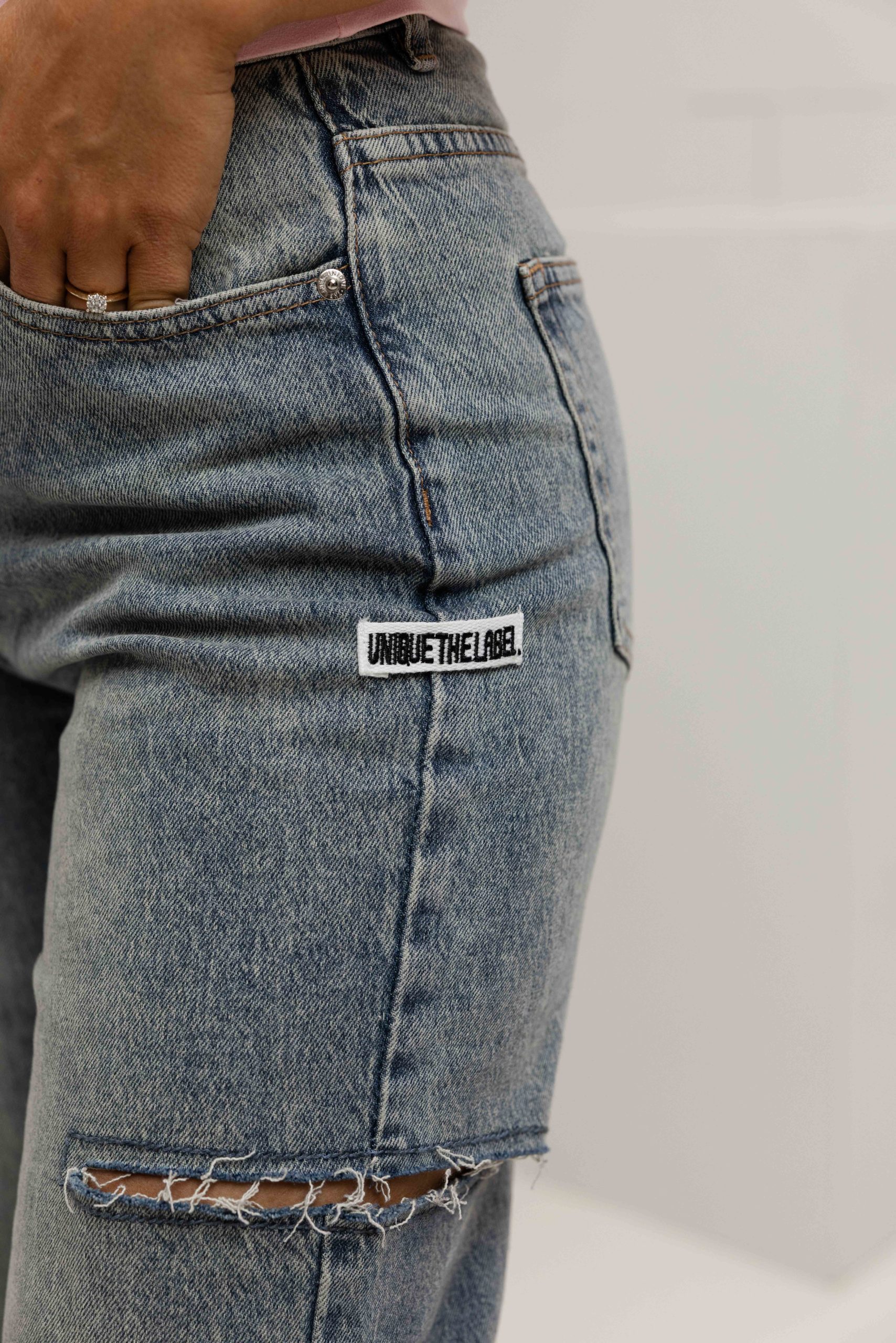 Unique The Label June Wide Leg Jeans Dames Blauw