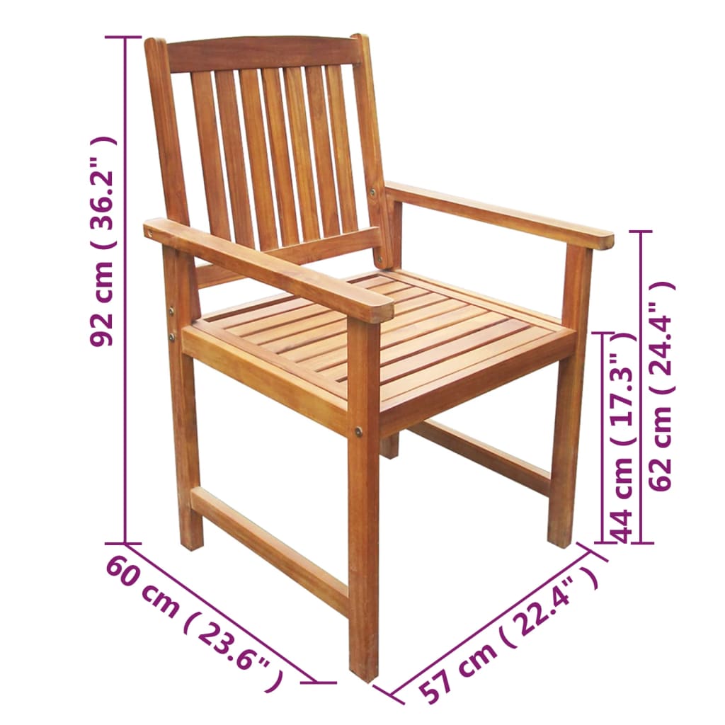 Mobilier à dîner d'extérieur 5 pièces bois d'acacia solide