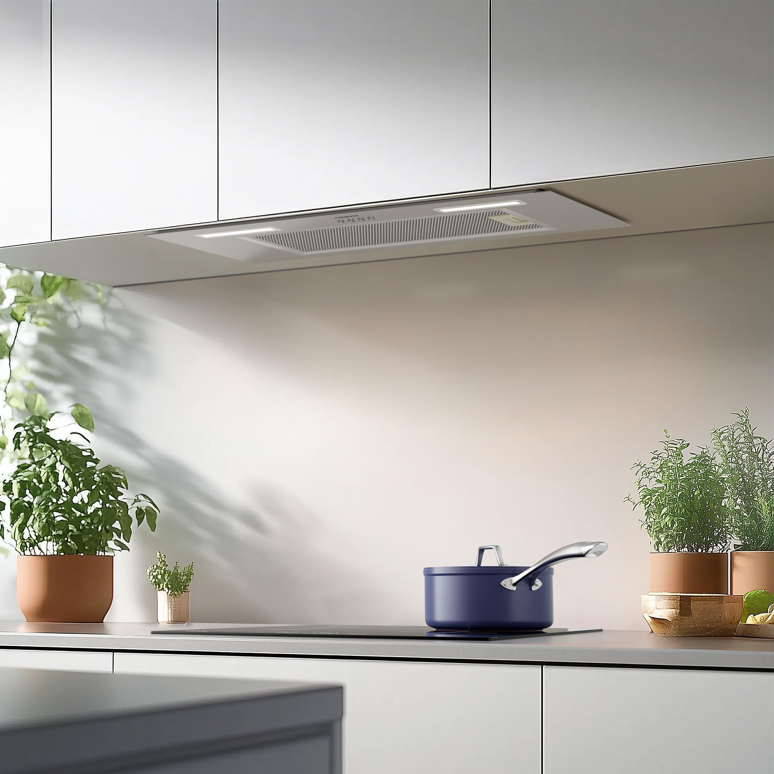 Ciarra Hotte Aspirante Encastrée 60cm A+++, 650 m³/h, 3 Vitesses, Mode Recyclage ou Évacuation, Filtre à Charbon Inclus, LED Éclairage, Inox – CBCS692