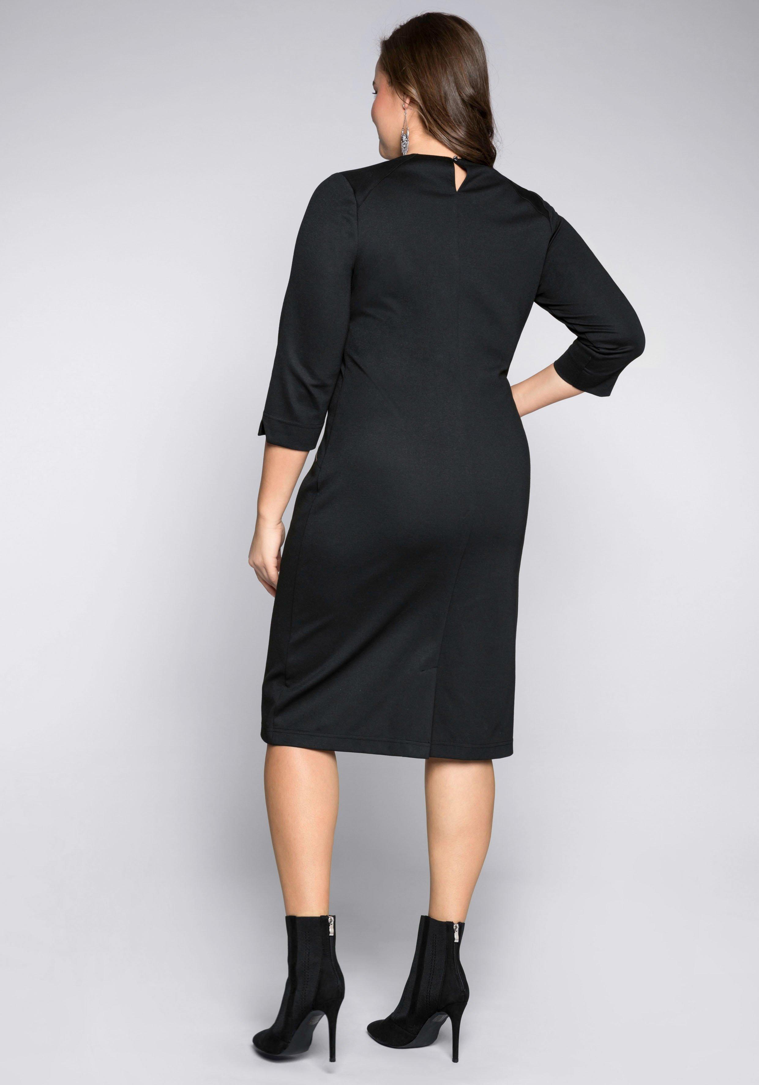 Etuikleid mit 3/4-Arm, im Materialmix