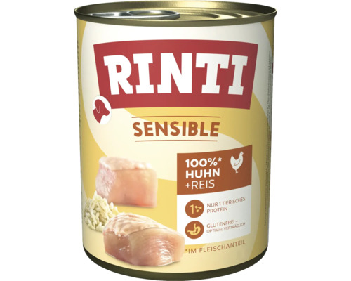 RINTI Sensitive Kip & Rijst natvoer voor honden 800g