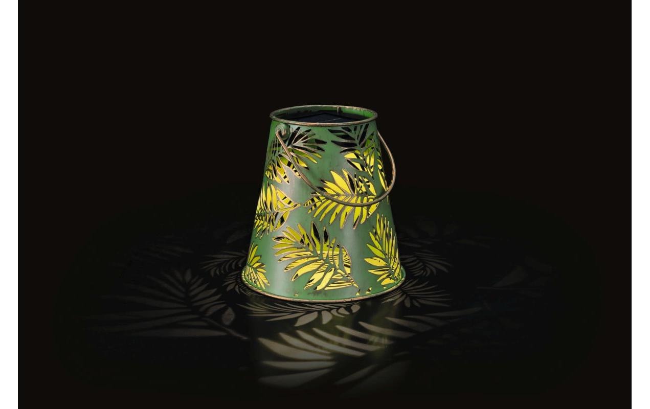 Laterne Solar Antic Bamboo, Ø 15 x 16 cm, GrünSolarleuchte zum Aufstellen oder Aufhängen