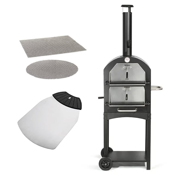 Lot four à pizza avec 2 grilles de cuisson et pelle à pizza