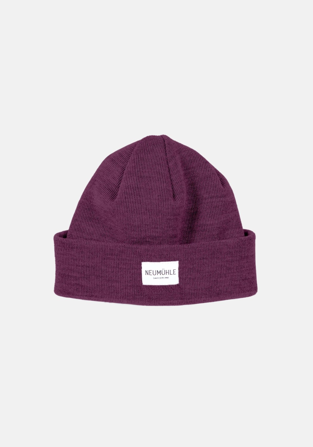 Neumuhle Wollmütze Nebel Organic Merino Aubergine