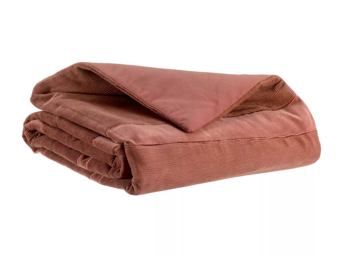 Edredon Fara côtelé bois de rose 85 x 200 cm Vivaraise