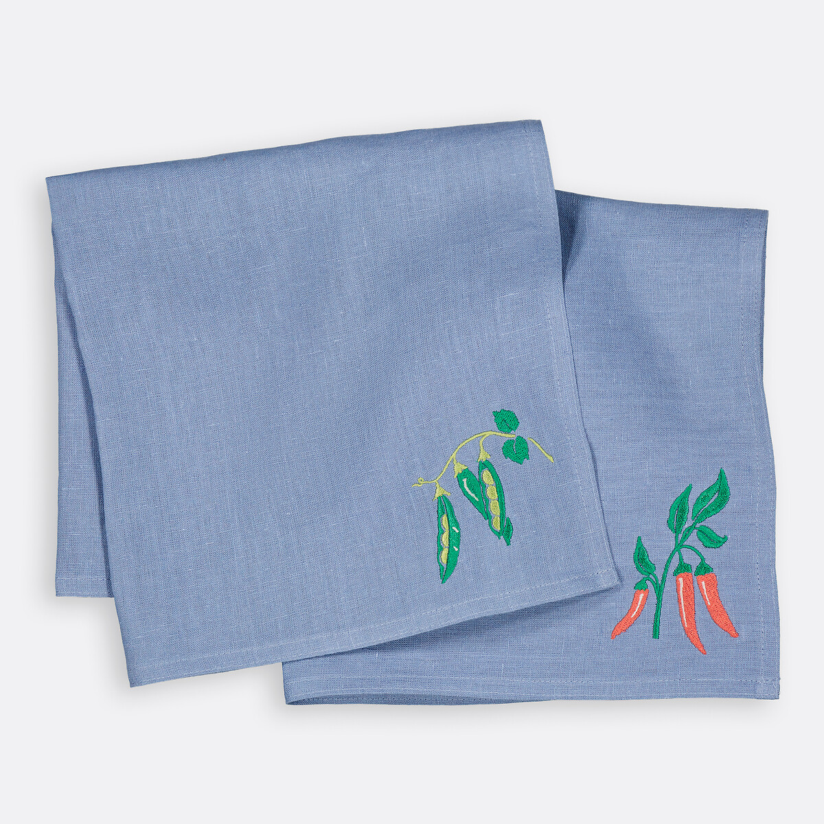 LA REDOUTE INTERIEURS<br>Conjunto de 2 guardanapos de linho bordados, Faustine