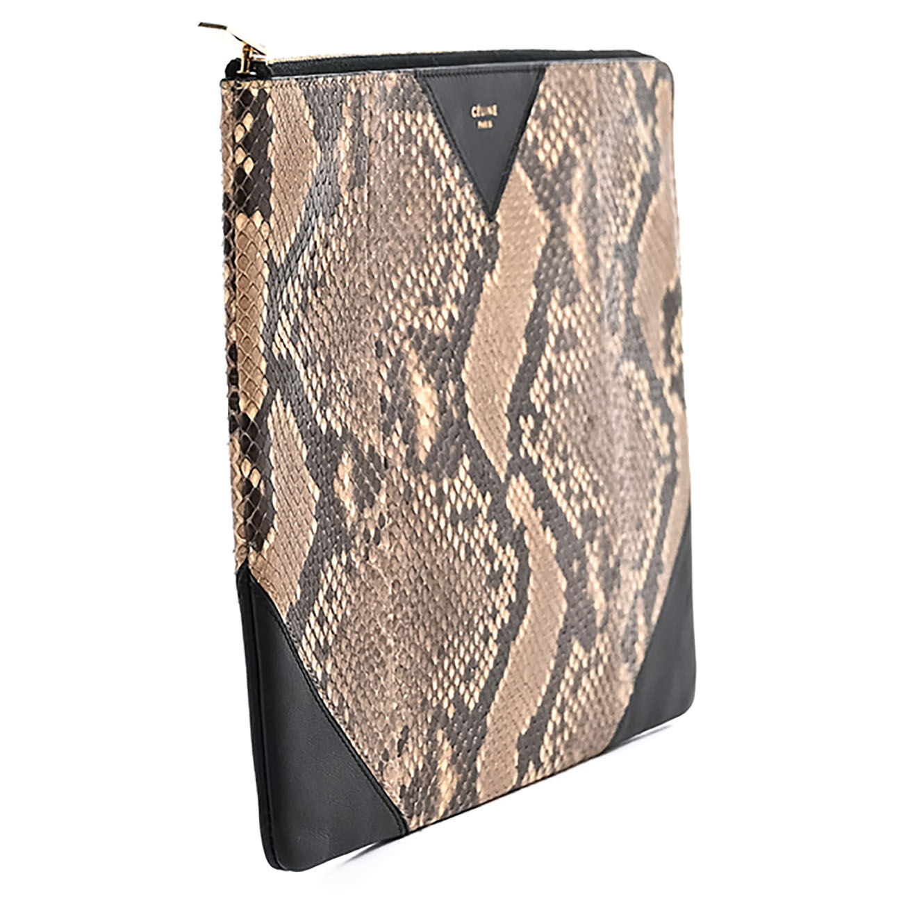 Celine Pochette en Python & Cuir beige - Très bon état - 25x20 cm