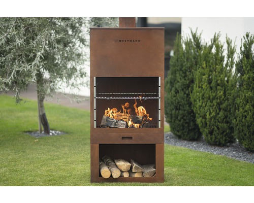 Westmann vuurkorf met grillfunctie, staal, roestbestendig