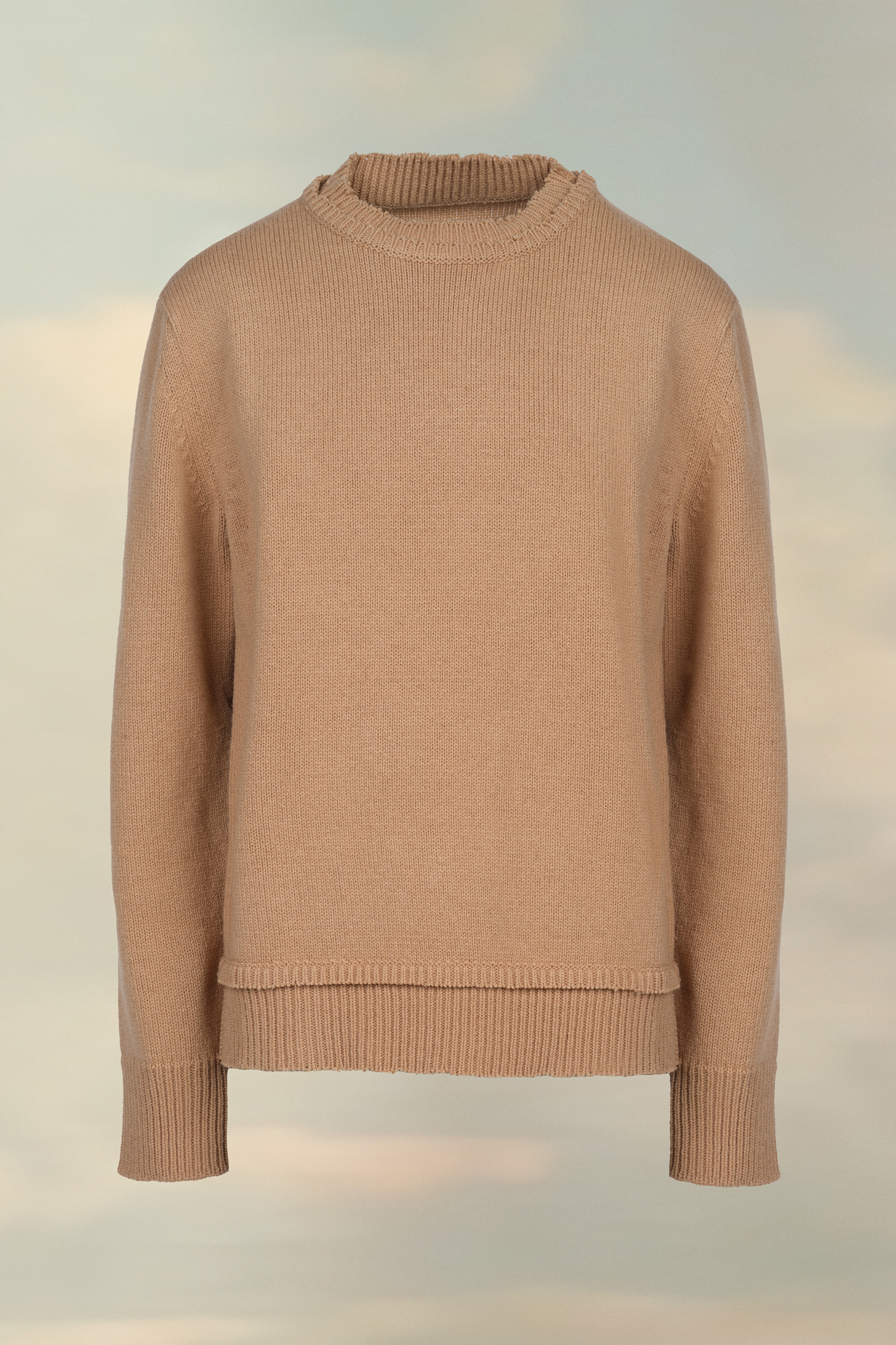 Pull à col rond et manches longues Rose beige