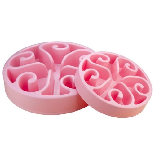 Comedouro lento redondo para cães, rosa