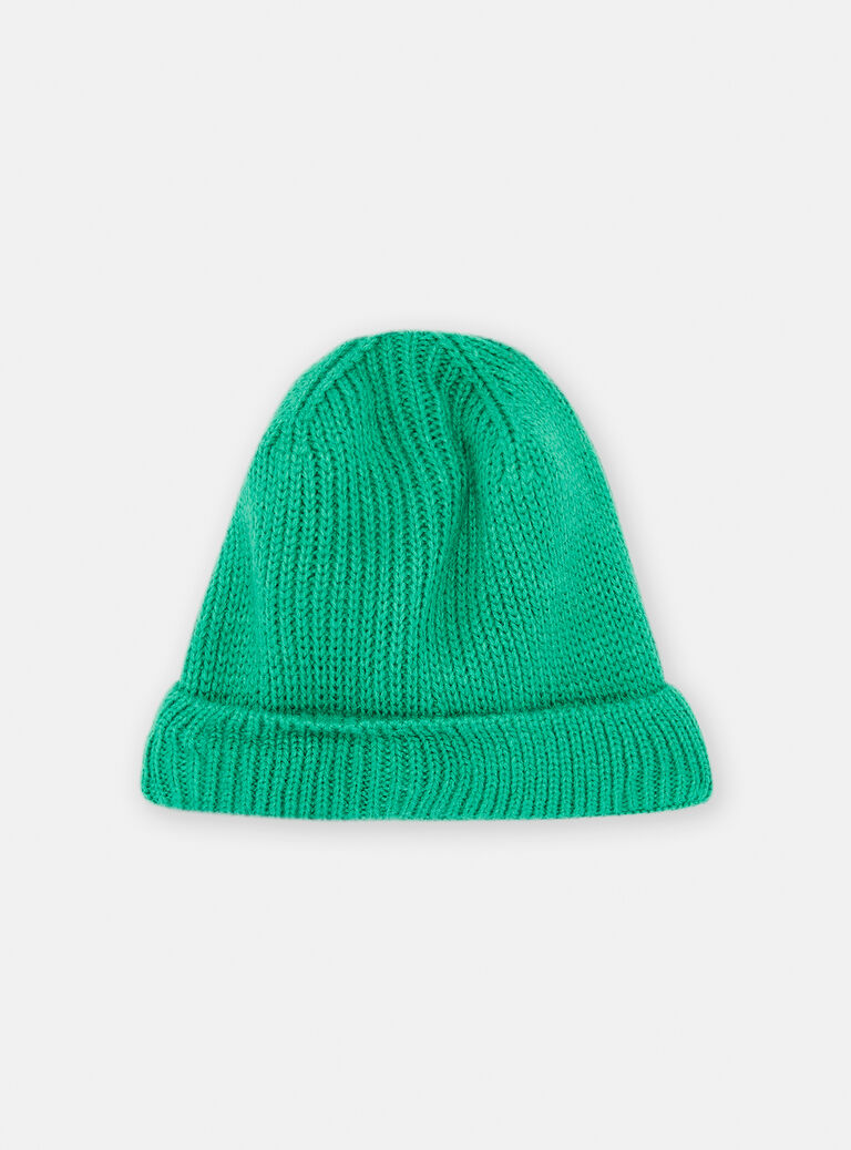 Bonnet en maille côtelée verte pour garçon