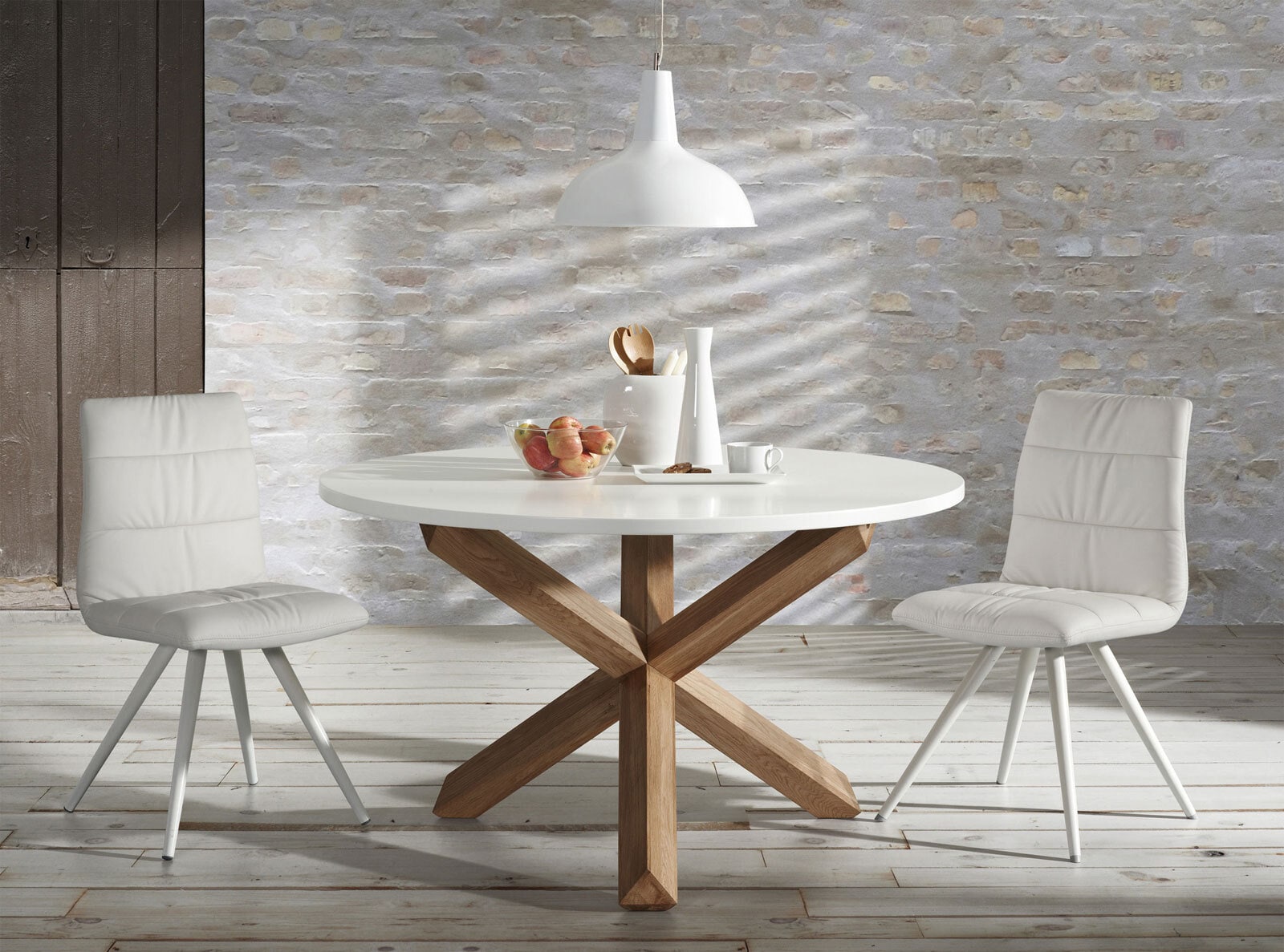 Kave Home Esstisch rund LOTUS 120 cm Buche NB /weiß NB