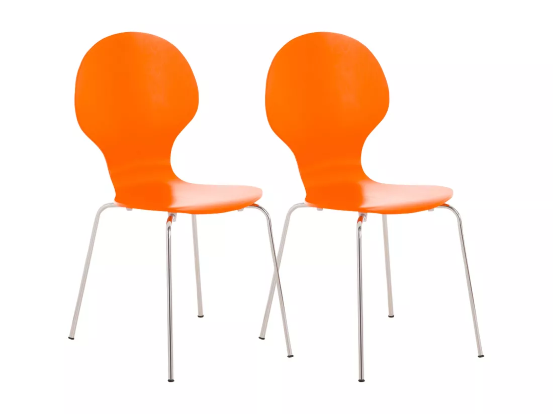 Lot de 2 Chaise de conférence - Bois - Orange - DIEGO