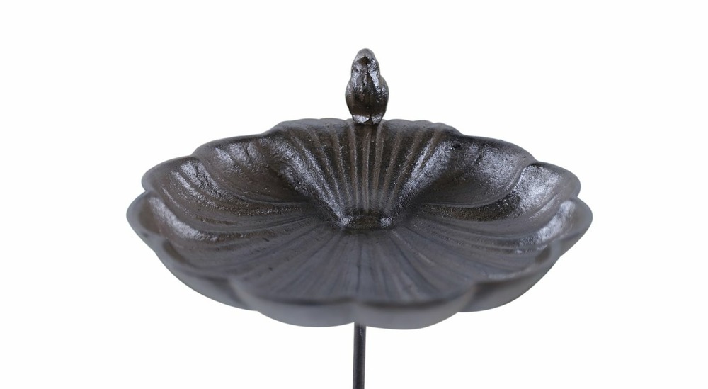 Abreuvoir oiseau sur pied fonte fonte marron 29x26x81cm