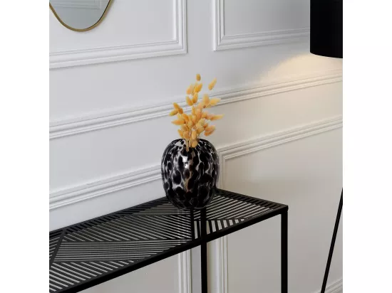VANIA - Console en Métal Noir Plateau Motifs Géométriques