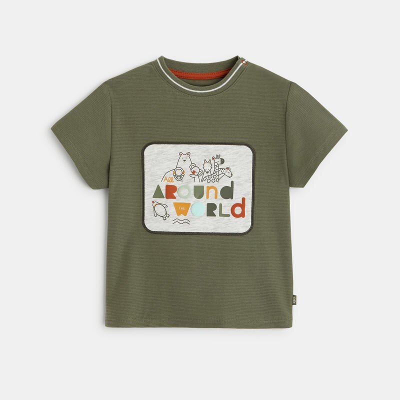 T-shirt fantaisie animaux du monde vert bébé garçon Vert